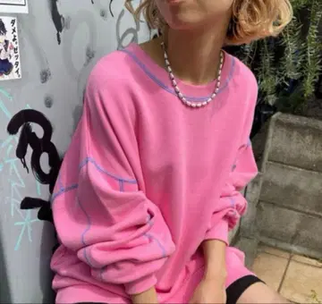 헬로 샌프란시스코 핑크 맨투맨 오버 사이즈 F 차오패닉