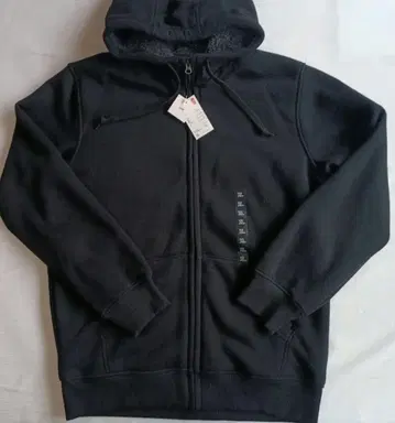 [ 미사용품 ] 유니클로 보아 맨투맨 풀 집업 후드티 블랙 XL