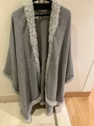 그레이 플리스 판초 케이프 코트