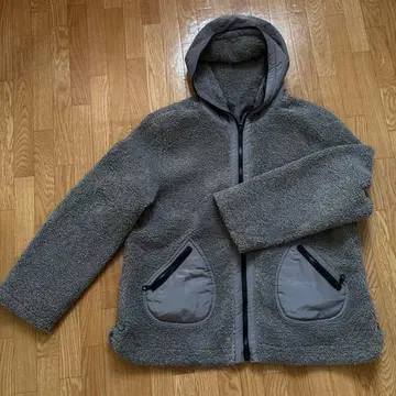플리스 자켓 그레이 후드 부착