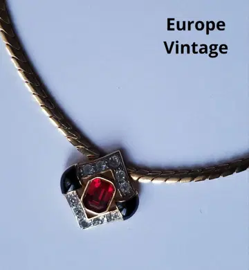 Europe Vintage 빈티지 빨간색&블랙 비쥬 목걸이
