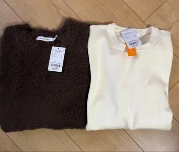 아메리칸 홀릭 브라운 화이트 긴팔 니트 2세트