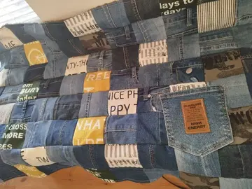 No.1319 핸드메이드 담요 데님 리메이크 패치워크