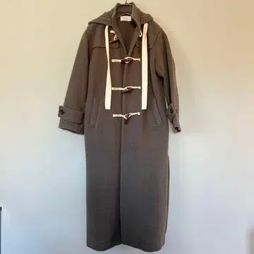 ETRE TOKYO 헤링본 롱 더플 코트 후드 부착