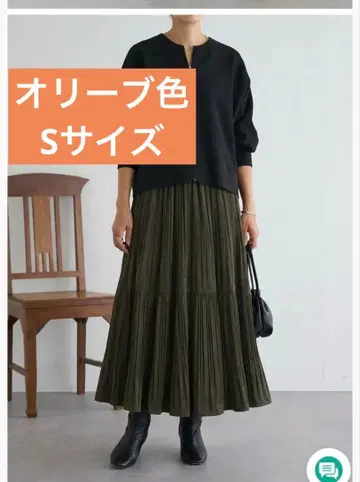 올리브색 플리츠 스커트 S 미사용 새상품 SNS 인기