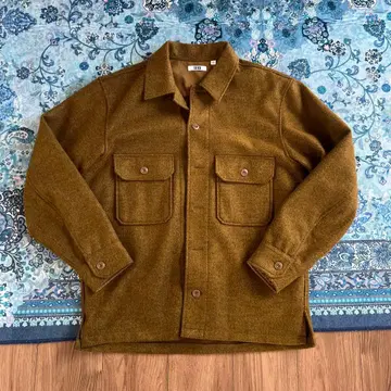 UNIQLO U 플리스 셔츠 자켓 L 사이즈 올리브 머스타드