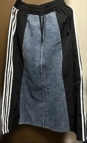 팔베 데님 도킹 롱 스커트