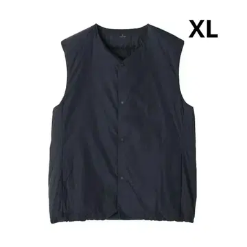 무인양품 경량 다운 포켓터블 노카라 베스트 다크 네이비