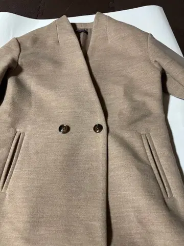 베이지 노카라 오버 롱 코트 거의 미사용