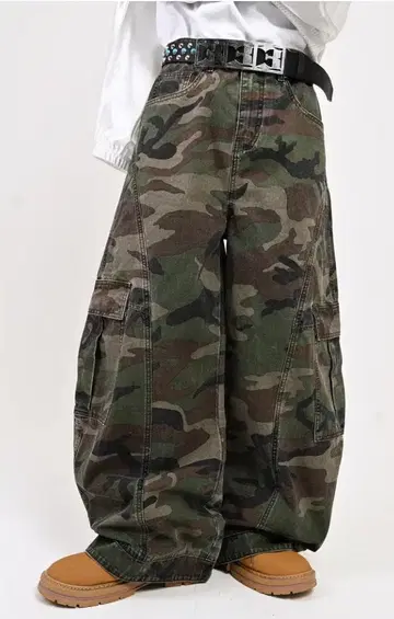 L2096 워시드 벌룬 카모플라쥬 치노 M (green)