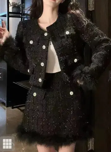 GRL 페더 트위드 자켓 x 속바지 안감 부착 스커트 셋업 M