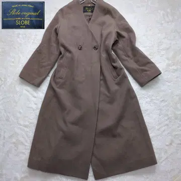 슬로브 이에나 롱 코트 노카라 코트 골드 금장 장식 브라운 카멜