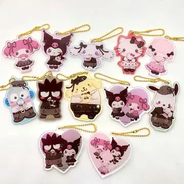 [미사용 새상품] 산리오 반짝반짝 하트 아크릴 키링 12종 컴플리트