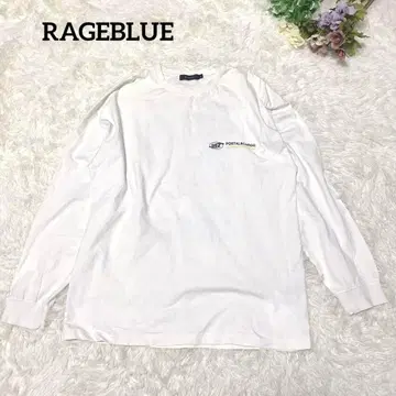 a870 [레이지블루] 긴팔 티셔츠 화이트 빅 프린트 루즈핏 M