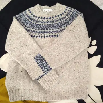 Harley 페어아일 패턴 스웨터 긴팔 그레이