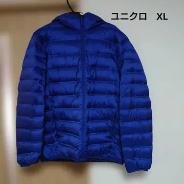 유니클로 XL 파랑 후드 부착 다운 자켓