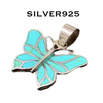 실버925 목걸이 펜던트 탑 터콰이즈 버터플라이 나비