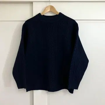 6 ROKU CABLE HIGH NECK KNIT 케이블 니트 네이비