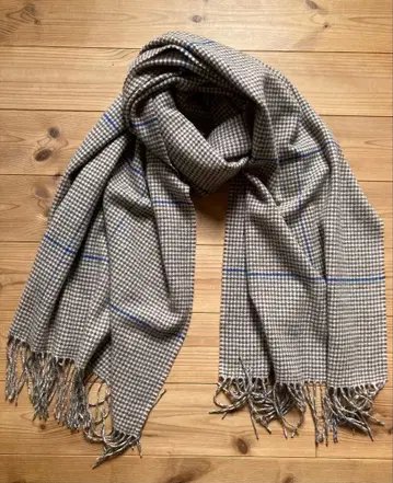 [무인양품] 울 100% 대형 스톨 체크 브라운 블루