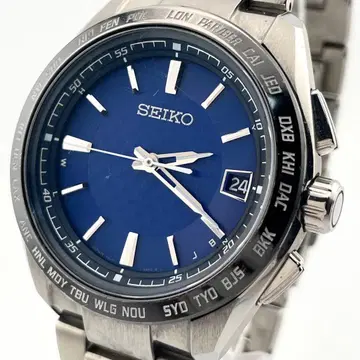 [ 작동 ] 세이코 브라이츠 전파 솔라 월드 타임 티타늄 손목시계 블루