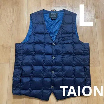 TAION 타이온 베이직 V넥 버튼 다운 베스트 L 네이비