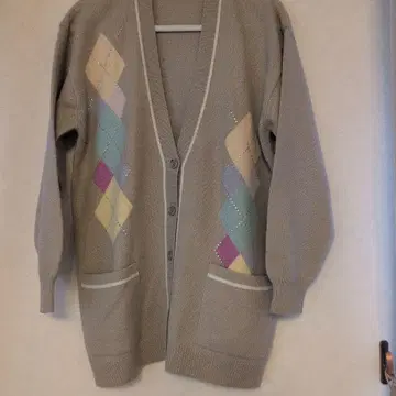 비쥬 장식 다이아몬드 패턴 가디건 비키 사이즈 L~LL