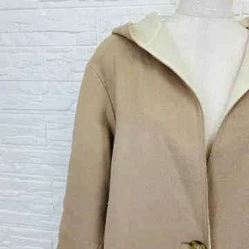 플라스테 리버서블 후디드 코트 울 혼방 카멜 S [1657-49]