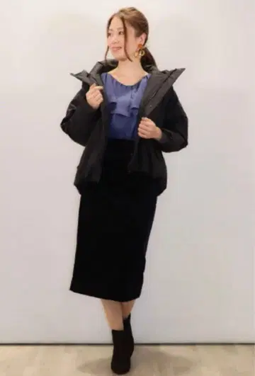 S357 후드 부착 블랙 다운 자켓