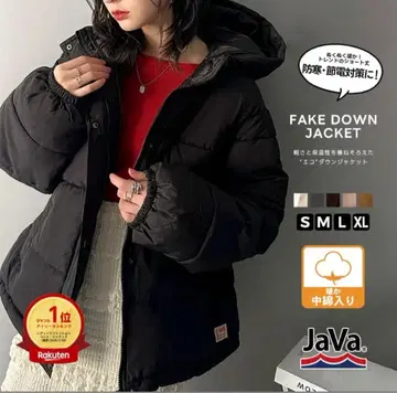 클래식 엘프 JaVa 자바 콜라보 숏 기장 후드 부착 다운 코트