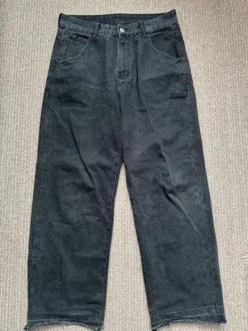 블랙 와이드 레그 데님