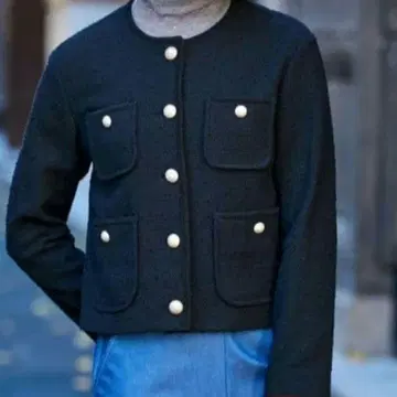 드레 스테리아 블랙 트위드 자켓 미사용 택 포함