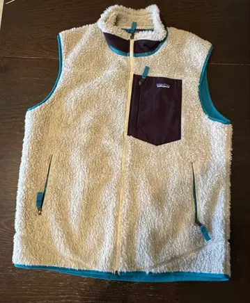 patagonia 플리스 베스트 화이트/퍼플