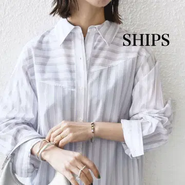 SHIPS 스트라이프 오버 사이즈 긴팔 셔츠
