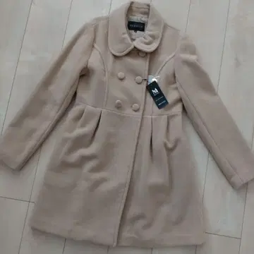 베이지 더블 브레스트 롱 코트