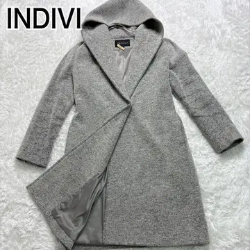 INDVI 후드 울 코트 그레이 미들 기장 사이즈 38 / M 사이즈