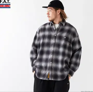 FAT BIGMAC SMOKE 체크 플란넬 셔츠 그레이 skinny