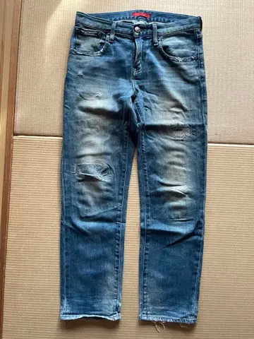 RED CARD 레드카드 데미지 가공 블루 데님 팬츠 사이즈 23