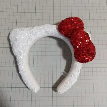 USJ 헬로키티풍 머리띠 (화이트, 빨간색)