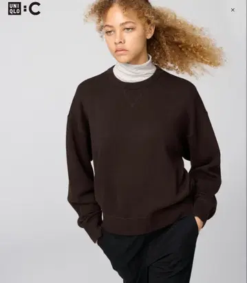 새상품 유니클로C 스무스 코튼 크루넥 스웨터 M 사이즈 다크 브라운