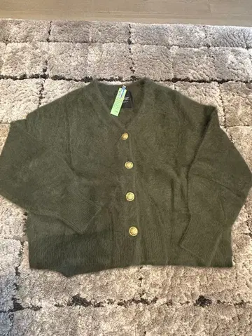 올리브 그린 니트 가디건 5 버튼
