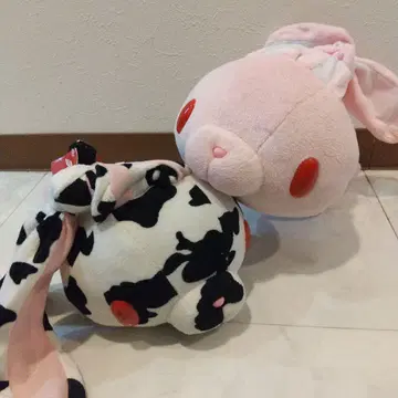 범용 토끼 척스GP 범용 토끼 누워있는 봉제 인형 핑크 소 세트