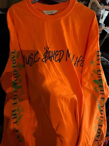 [ MSML ] 롱 티셔츠 티셔츠 오렌지 L 긴팔 롱티