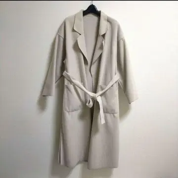 베이지 롱 코트 벨트 포함