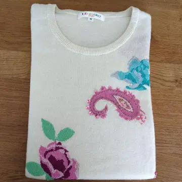 LEONARD 꽃무늬 페이즐리 니트 스웨터 42