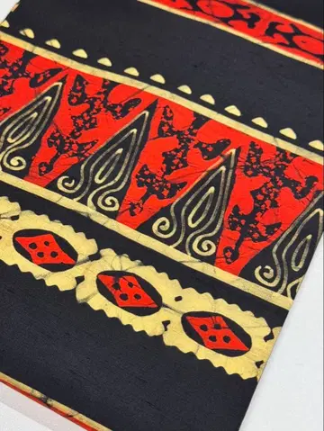 나고야 오비 블랙 레드 노랑 무늬