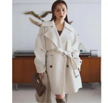 anuans 리버 울 미들 트렌치코트 에크루