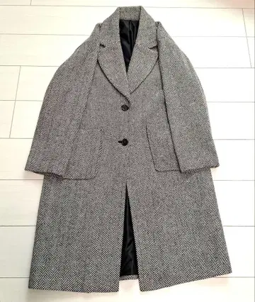 [ 최종 가격 인하 ] 새상품급 merlot 헤링본 무늬 체스터 코트