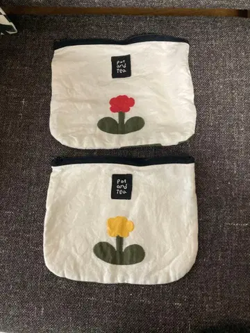 pot and tea 꽃 자카드 파우치 2개 세트