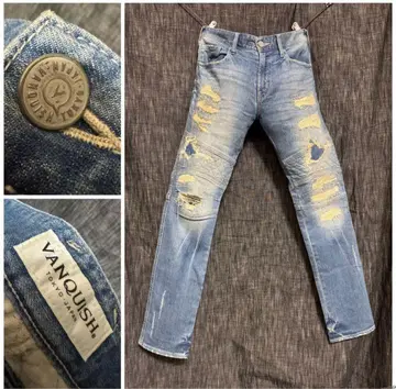 정가 18150엔 VANQUISH 하드 데미지 가공 데님 YKK YK2