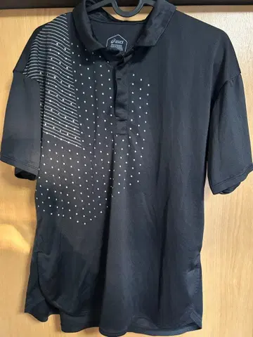 asics 블랙 도트 패턴 피케 셔츠 L 사이즈